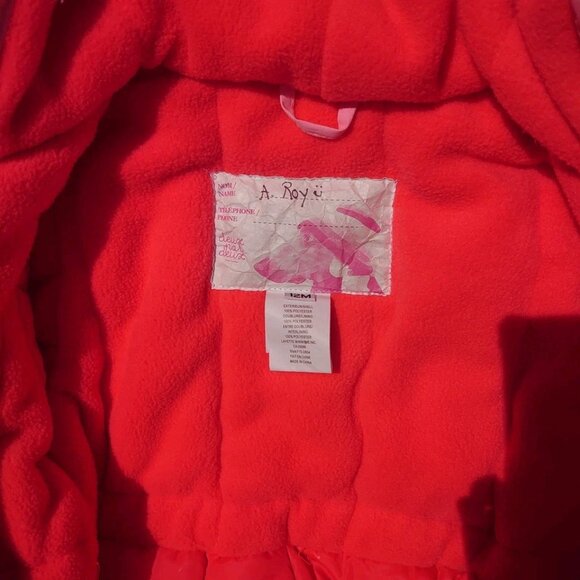 Deux Par Deux Girl Pink Winter Snowsuit 12M Baby Coat Toddler One Piece Cute - Picture 3 of 4